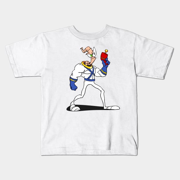 Worm Jim Kids T-Shirt by WBW